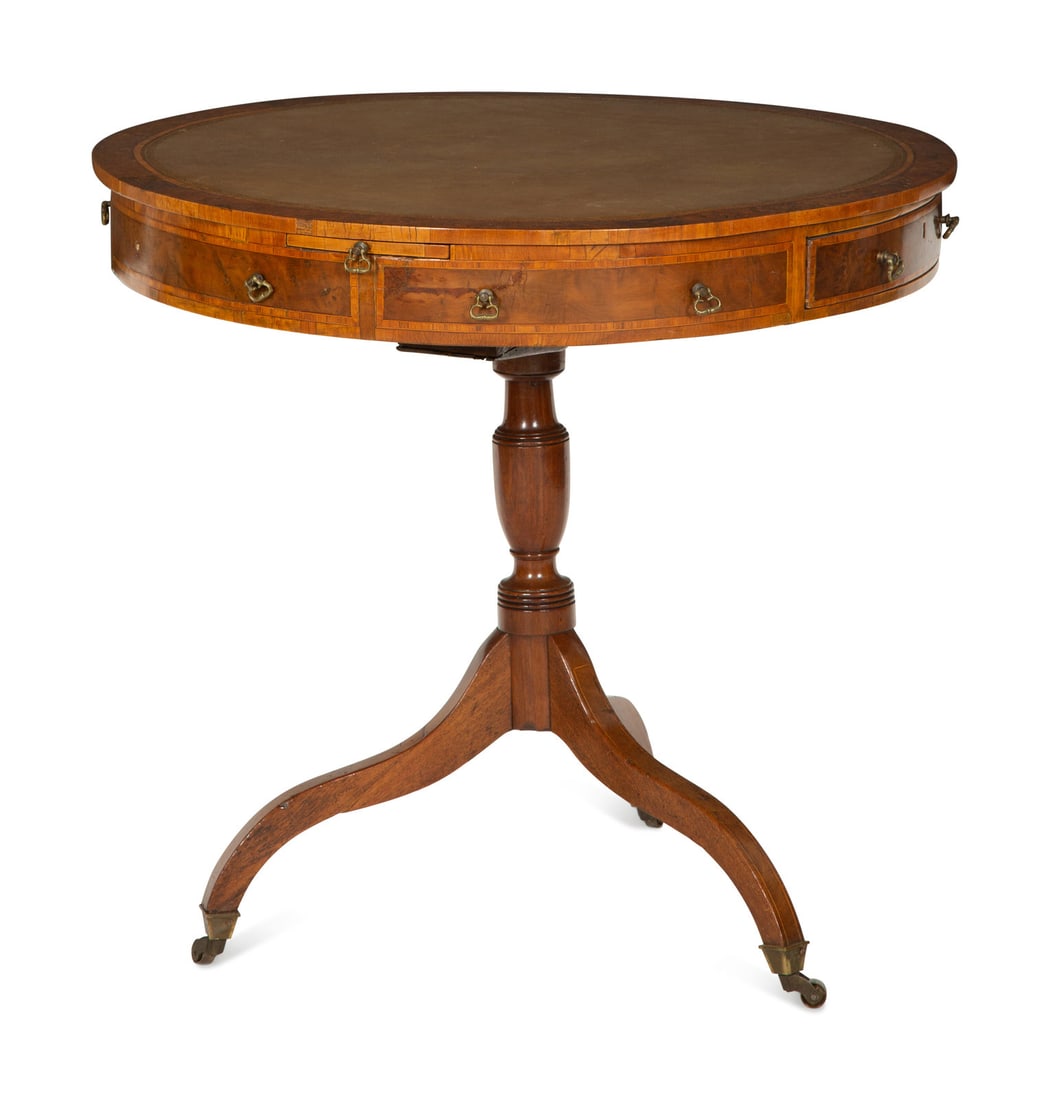 A George III Style Burl Walnut Drum Table (1 of 4)