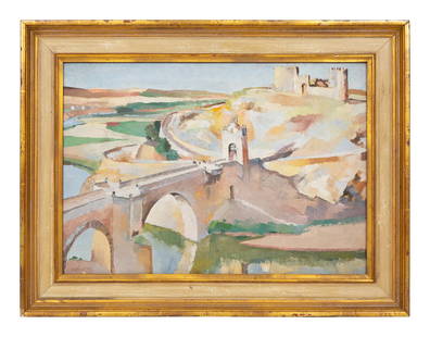 Robert Hallowell (American, 1886-1939) View of Spain: Robert Hallowell (American, 1886-1939) View of Spain oil on canvas signed (lower left) 15 x 21 1/2 inches.