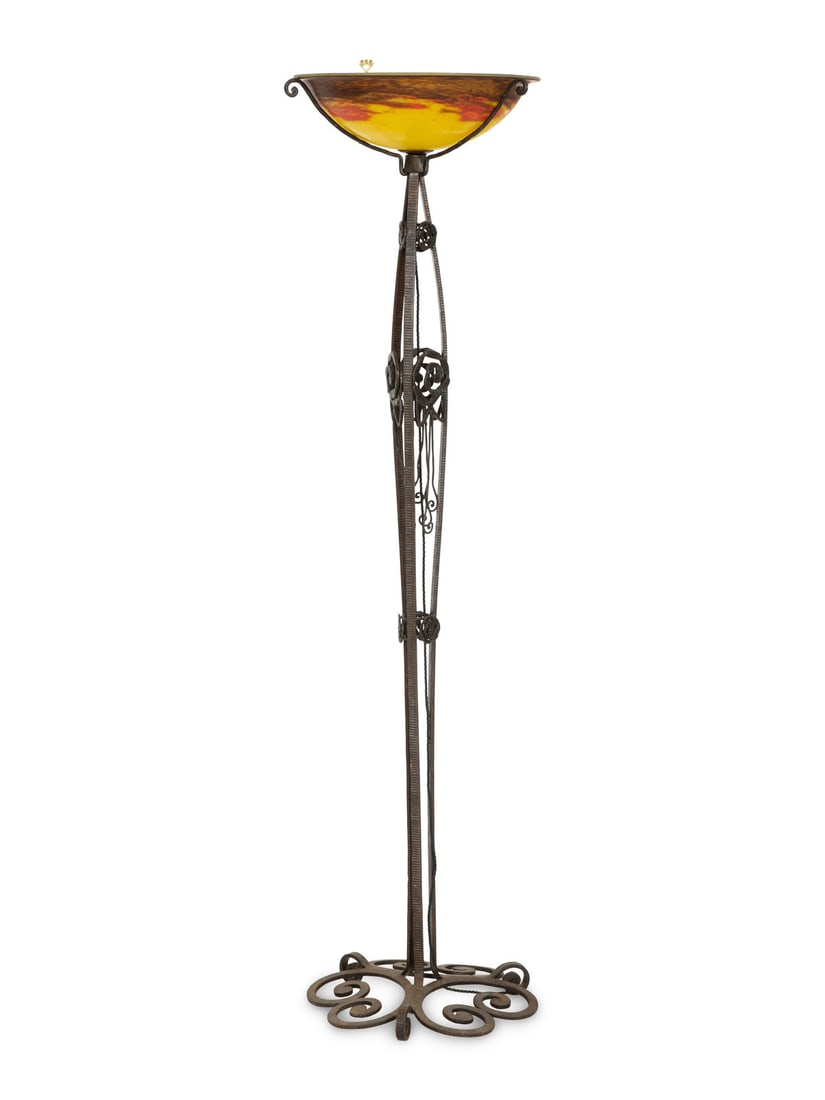 An Art Deco Wrought Iron and Glass TorchÃ¨re by Degue (1 of 3)