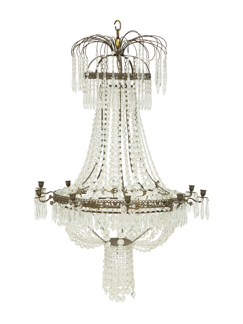An Empire Style Beaded Glass Ten-Light Chandelier (1 of 3)