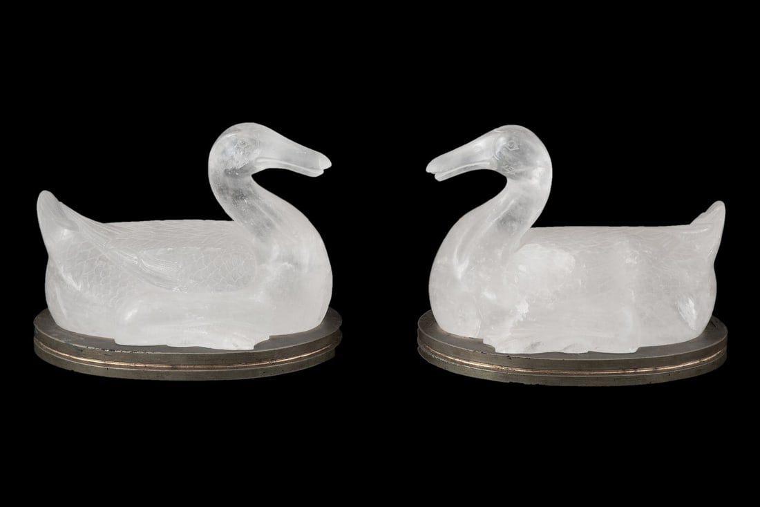 A Pair of Chinese Carved Rock Crystal Ducks (1 of 5)