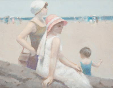 Andre Gisson (French, 1921-2003) Montauk Beach: Andre Gisson (French, 1921-2003) Montauk Beach oil on canvas signed Gisson (lower left) 11 x 14 inches. This lot is located in Palm Beach. Provenance: Gallery Americana, Carmel, California