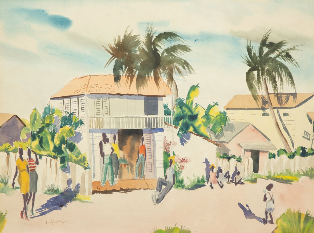 Adolf Dehn (American, 1895 - 1968) Group of People in a Village (1 of 4)