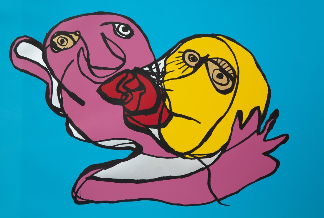 Karel Appel (Dutch, 1921–2006) Sky Blue Kiss (1 of 4)