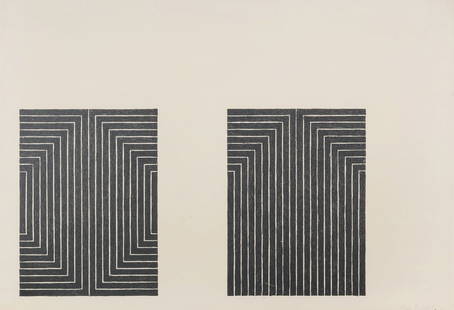 Frank Stella (American, b. 1936) Club Onyx - Seven Steps (from Black Series I), 1967: Frank Stella (American, b. 1936) Club Onyx - Seven Steps (from Black Series I), 1967 1-color lithograph signed, dated, and numbered 31/100 in pencil 8 7/8 x 16 5/8 inches. Property from the Estate of