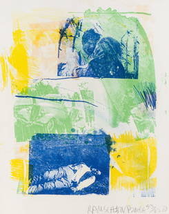 Robert Rauschenberg (American, 1925-2008) Storyline I (from Reels (B+C)), 1968: Robert Rauschenberg (American, 1925-2008) Storyline I (from Reels (B+C)), 1968 4-color lithograph signed, dated, and numbered 33/62 in pencil 20 3/4 x 16 1/2 inches. Published by Gemini G.E.L., Los An