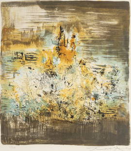 Zao Wou-Ki (Chinese/French, 1920&#8211;2013) Untitled, 1959: Zao Wou-Ki (Chinese/French, 1920&#8211;2013) Untitled, 1959 lithograph signed, dated, and numbered 124/140 in pencil 19 7/8 x 17 7/8 inches. Property from the Collection of Dr. Bilkey, Chicago