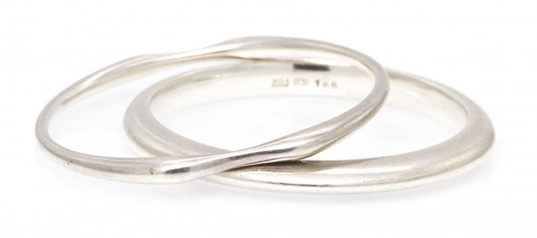 A Pair of Sterling Silver Bangle Bracelets, Georg: A Pair of Sterling Silver Bangle Bracelets, Georg Jensen. Stamp: 925S DENMARK GEORG JENSEN 55. Stamp: 925S DENMARK GEORGE JENSEN 168. 69.80 dwts.