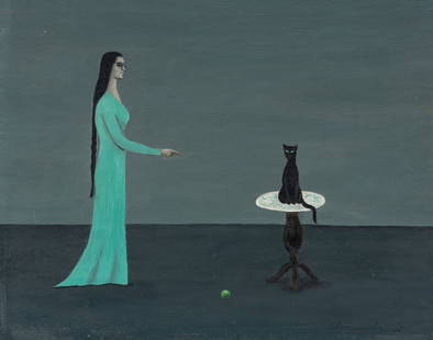 Gertrude Abercrombie (American, 1909-1977) Lady with Black Braid, 1960: Gertrude Abercrombie (American, 1909-1977) Lady with Black Braid, 1960 oil on masonite signed Abercrombie and dated (lower right) 8 x 10 inches. Property from the Private Collection of Cindy Peterson