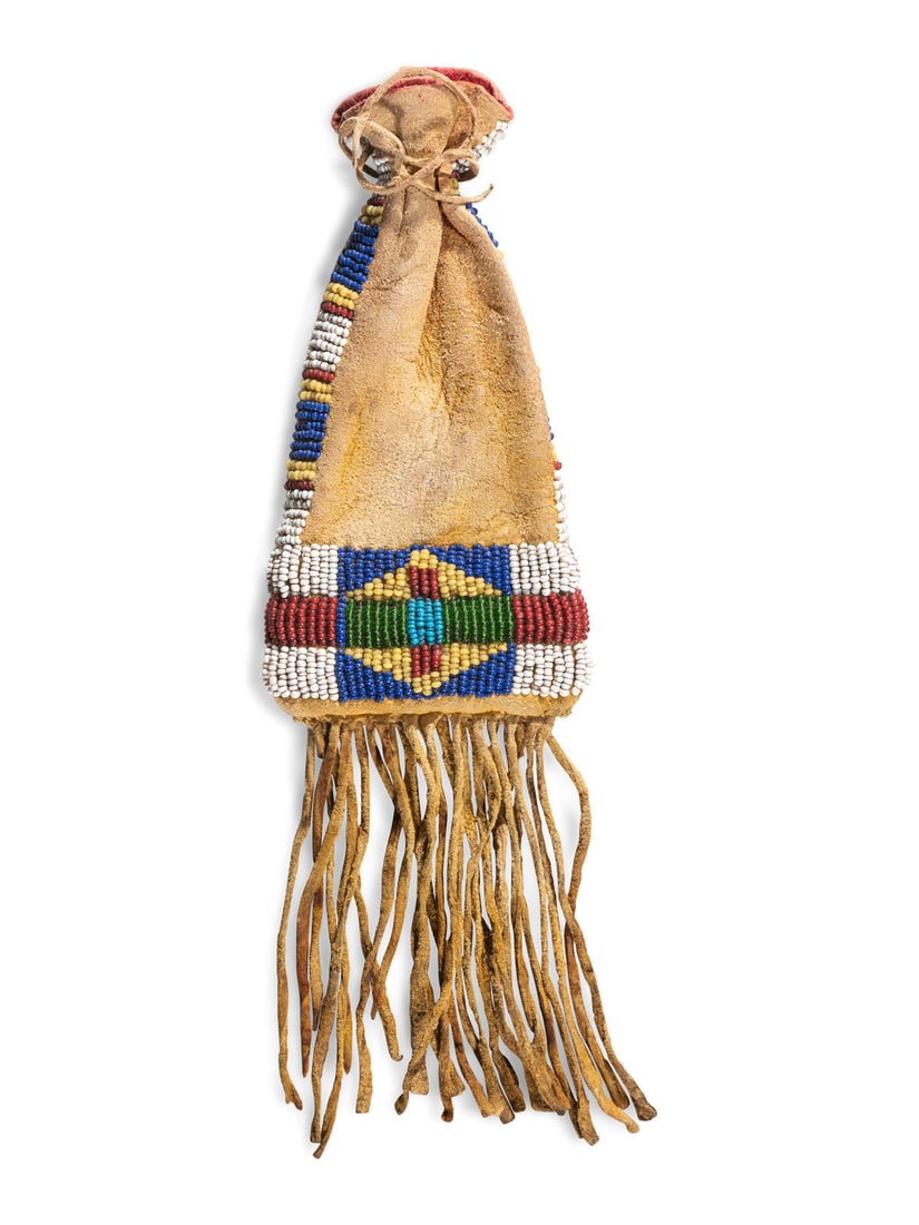 Arapaho Beaded Hide Paint Pouch (1 of 2)