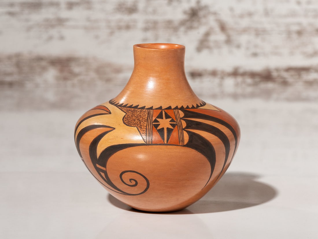 Dextra Quotskuyva (Hopi, 1928-2019) Polychrome Pottery Vase (1 of 4)