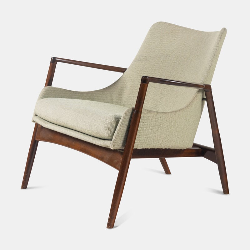 Ib Kofod-Larsen (Danish, 1921-2003) Lounge ChairSelig, Denmark/USA: Ib Kofod-Larsen (Danish, 1921-2003) Lounge ChairSelig, Denmark/USA lacquered beech, upholstery H 28 1/4 x W 30 x D 29 inches. Size H 28 1/4 x W 30 x D 29 inches. Conditi