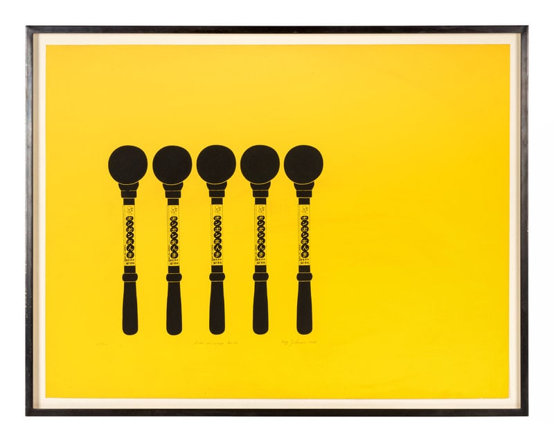 Ray Johnson (American, 1927-1995) Five Massage Balls, 1968: Ray Johnson (American, 1927-1995) Five Massage Balls, 1968 screenprint signed, titled, dated, and numbered 25/70 in pencil 21 1/2 x 28 3/4 inches. Property From the Estate of Lucia Woods Lindley