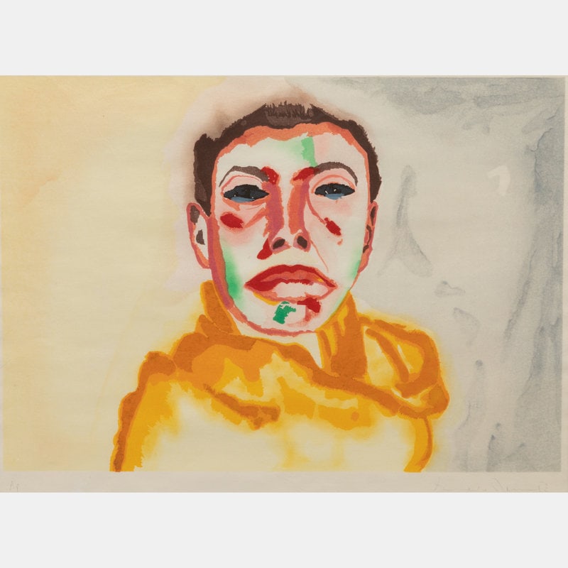 Francesco Clemente (Italian, b. 1952) I, 1982: Francesco Clemente (Italian, b. 1952) I, 1982 color woodcut in watercolor ink signed, titled, and inscribed 'AP' in pencil 14 x 20 inches This lot is located in Denver. Size