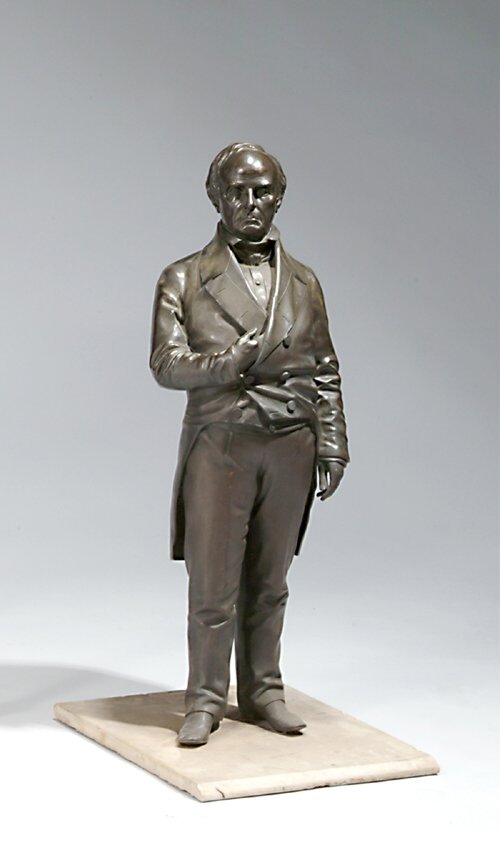 AFTER THOMAS BALL (1819-1911) BRONZE ST: AFTER THOMAS BALL (1819-1911) BRONZE STATUE OF DANIEL WEBSTER (1782-1852), second half 19th c. Unsigned, mounted on a marble base. H: 30 in. PROVENANCE: NOTE:Thomas Ball's life size statue of Webster