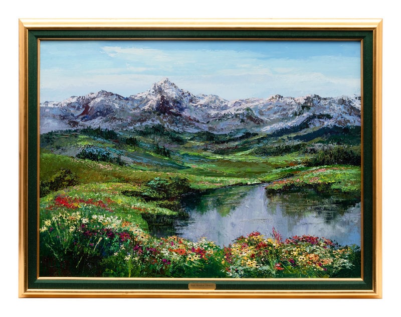 Mark King (American, 1931-2014) High Meadow Flowers: Mark King (American, 1931-2014) High Meadow Flowers oil on canvas signed lower left 34 1/2 x 46 1/2 inches. This lot is located in Denver. Property from the Estate of Harry M. Cornell, Jr. <