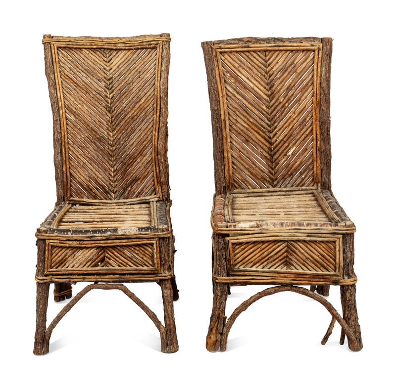 A Pair of Rustic Birch Side Chairs: A Pair of Rustic Birch Side Chairs 20th Century Height 39 1/2 x width 18 x depth 20 inches. This lot is located in Denver. Condition Condition reports are available up