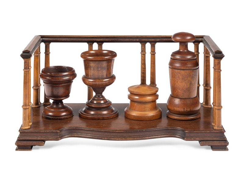 A Group of English Treenware Articles and a Walnut Book Rack (1 of 4)