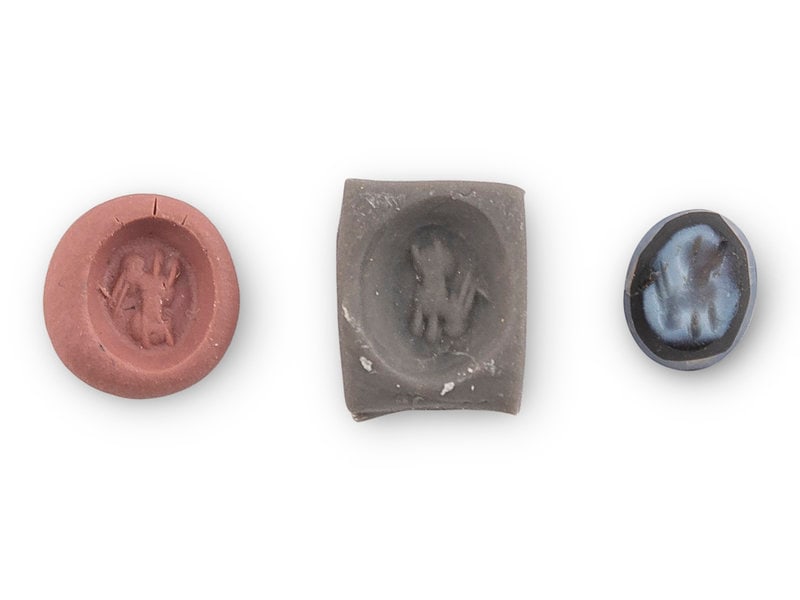 A Roman Sardonyx Running Hare Intaglio: A Roman Sardonyx Running Hare Intaglio Circa 1st-4th Century A.D. Length 1/2 inch. This lot is located in Chicago. Property from JRM, Washington, D.C. Provenance