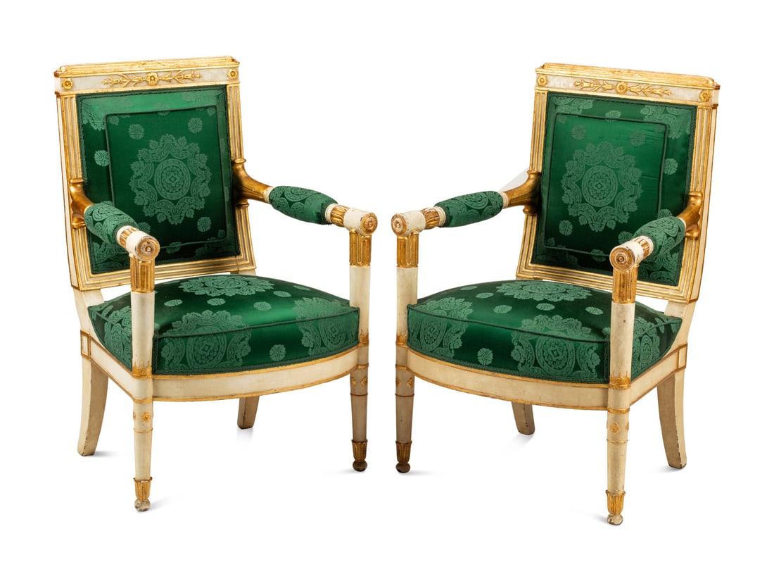 A Pair of Directoire White-Painted and Parcel Gilt Fauteuils (1 of 4)