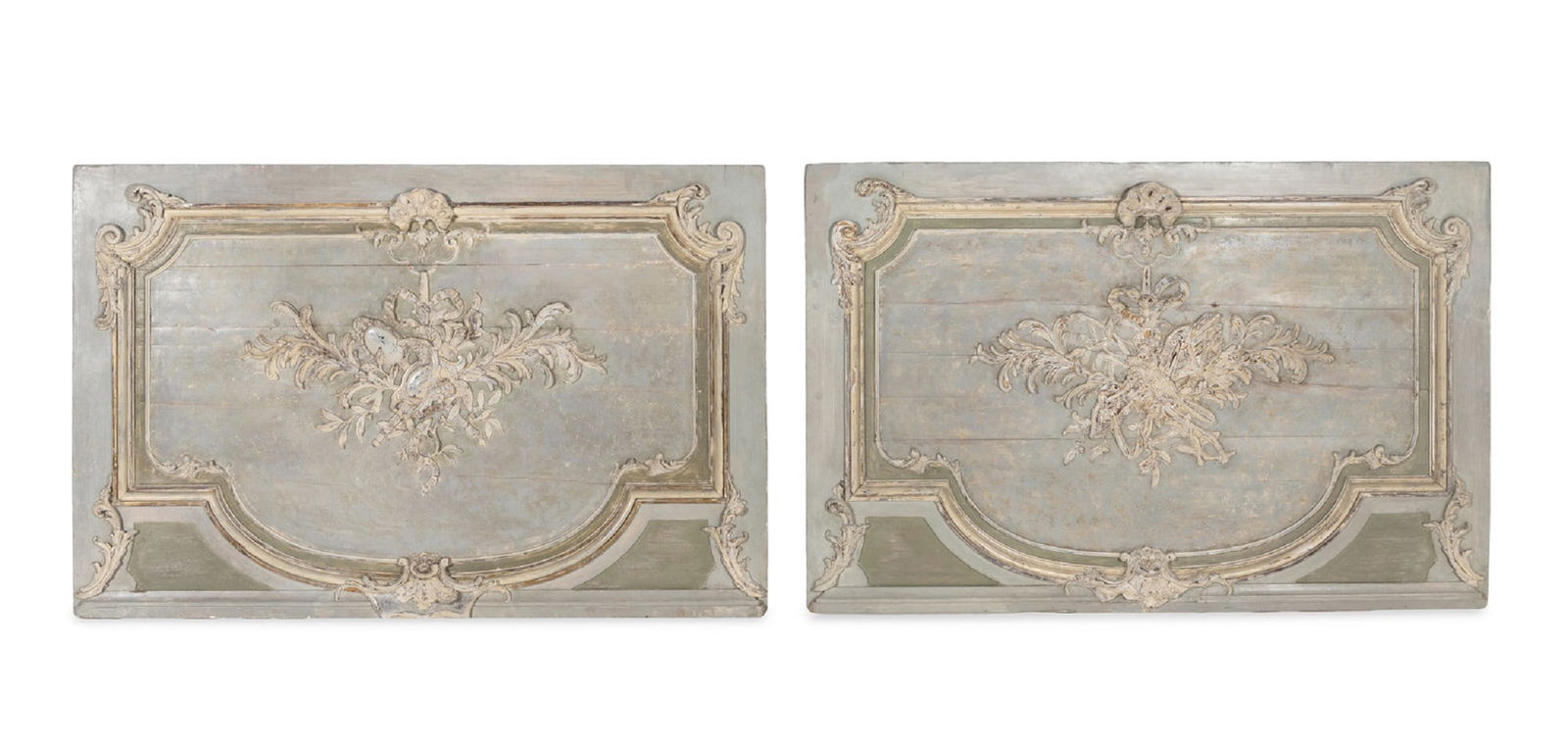 Two French Carved and Painted Pine Overdoor Panels (1 of 4)