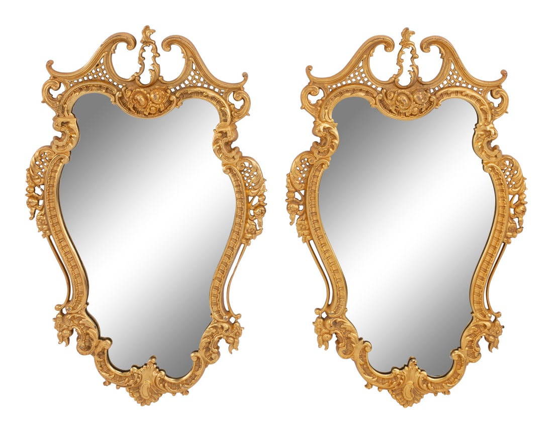 A Pair of Rococo Style Gilt Bronze Mirrors (1 of 3)