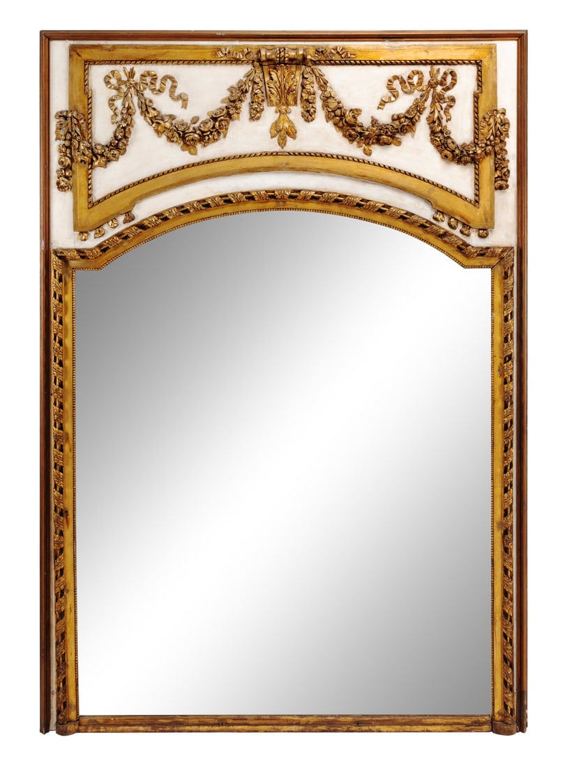 An Italian Painted and Parcel Gilt Overmantel Mirror (1 of 2)
