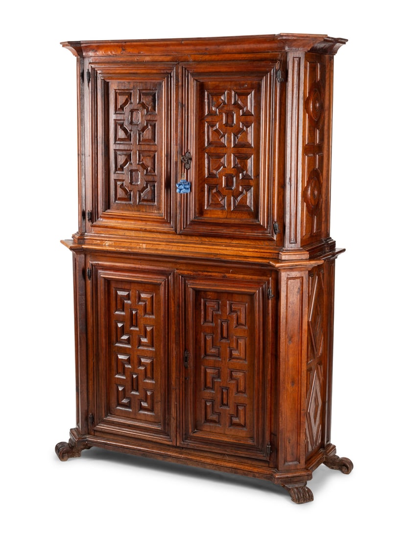 A Continental Walnut Two-Part Cabinet (1 of 3)