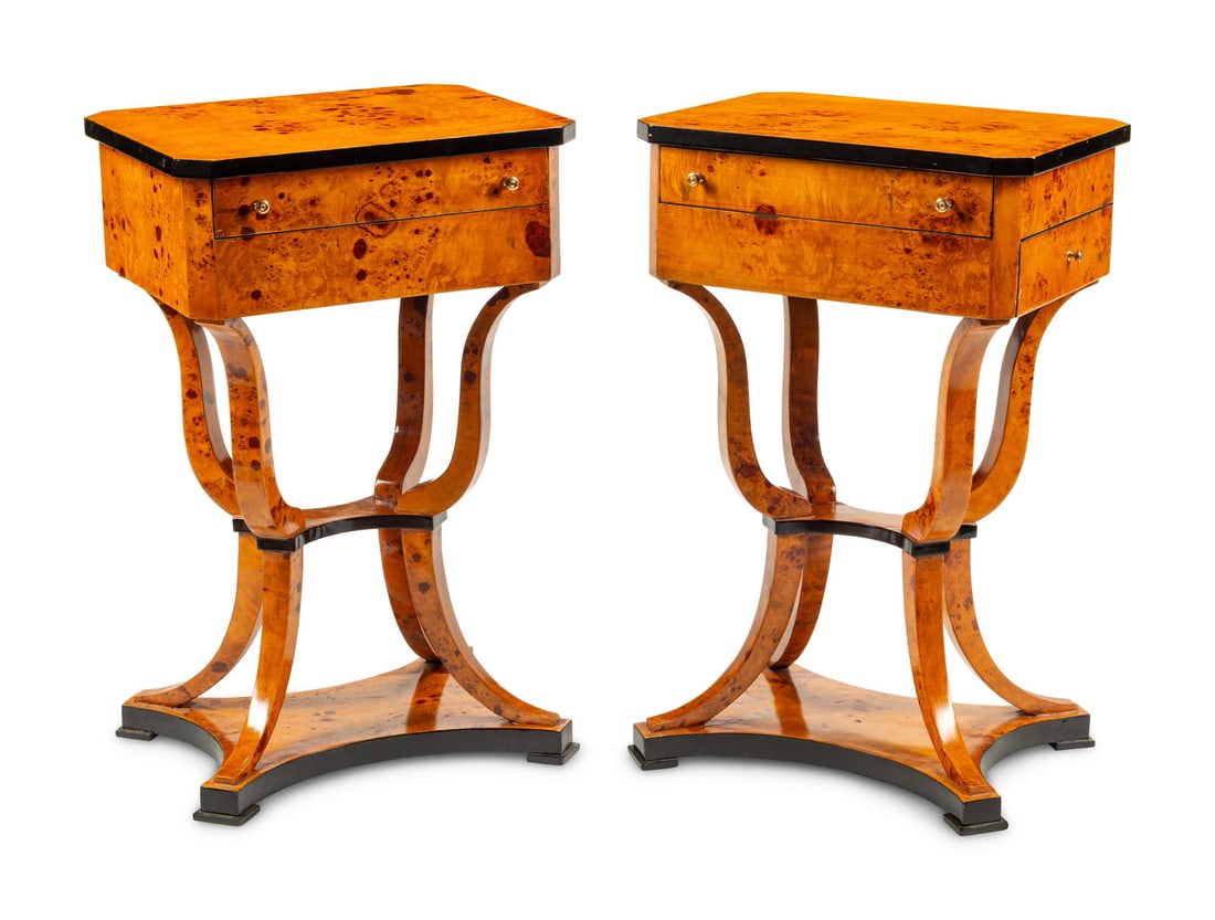 A Pair of Biedermeier Style Part-Ebonized Burlwood Side Tables (1 of 5)
