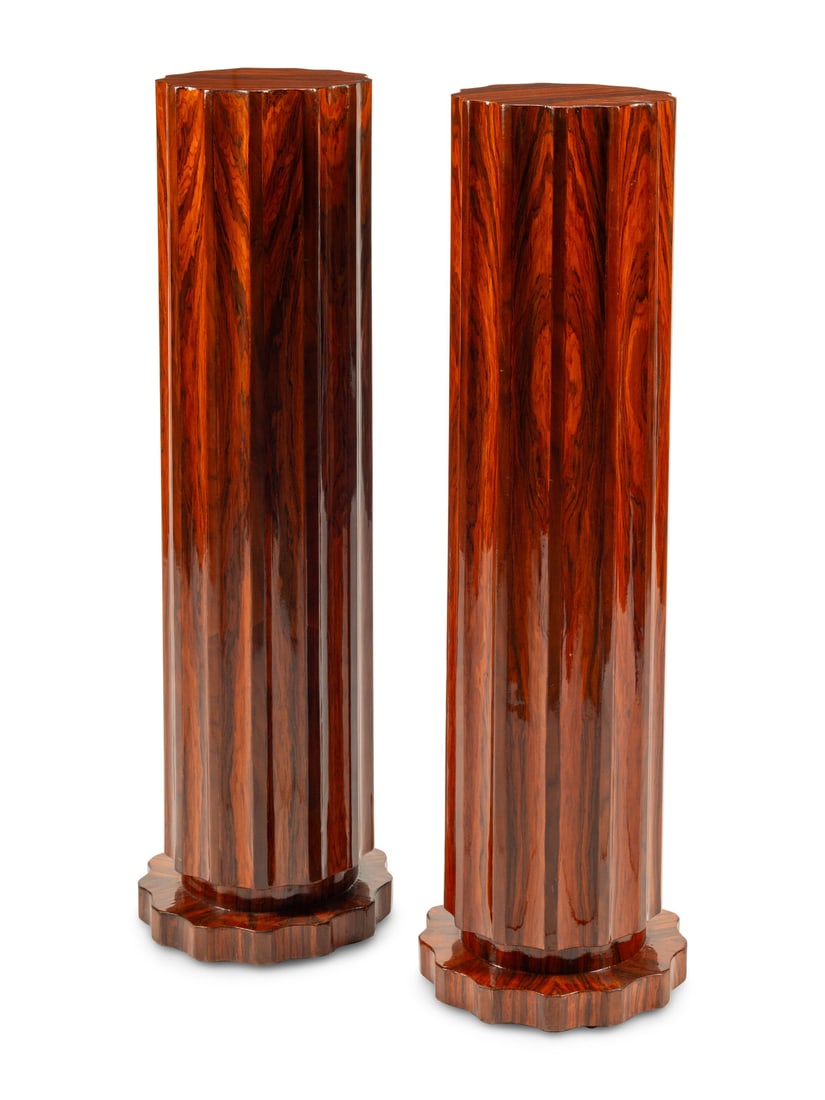 A Pair of Continental Rosewood Veneered Pedestals (1 of 3)