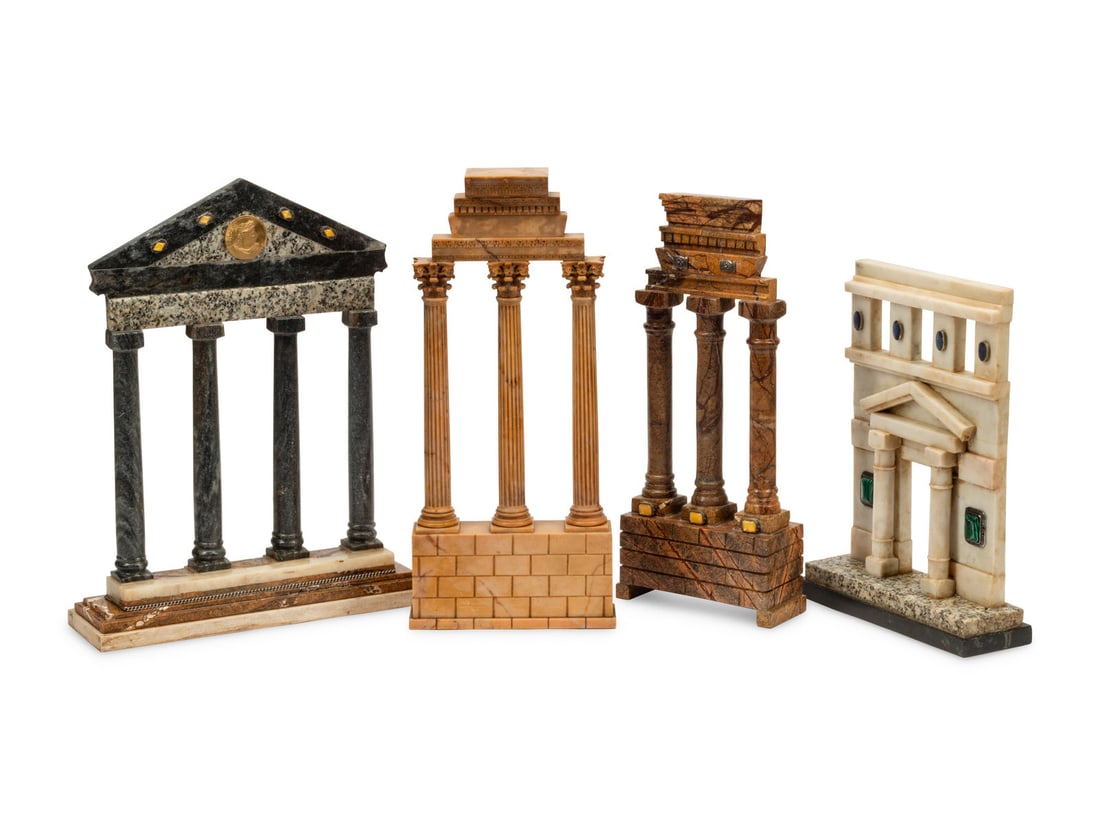Four Grand Tour Style Marble Models of Ruins (1 of 4)