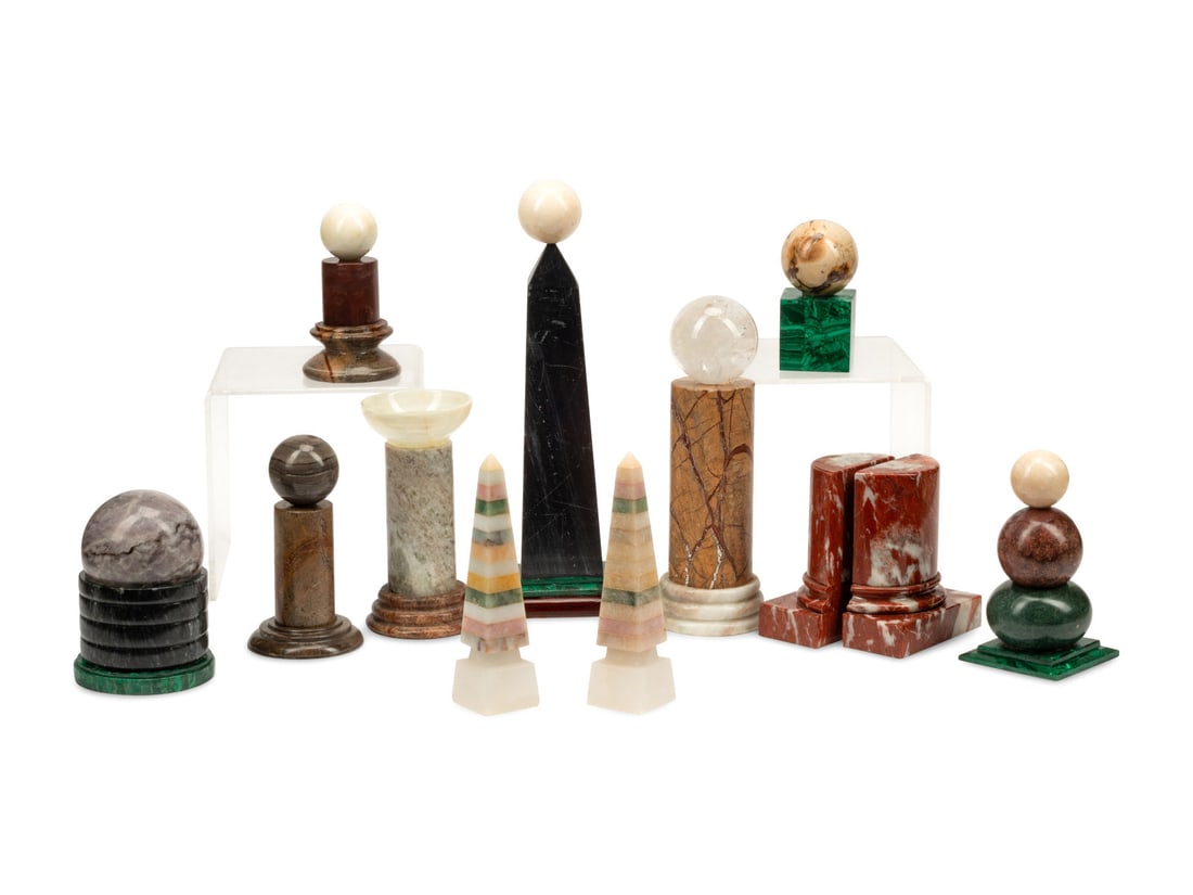 A Collection of Grand Tour Style Marble, Malachite and Rock Crystal Table Ornaments (1 of 5)