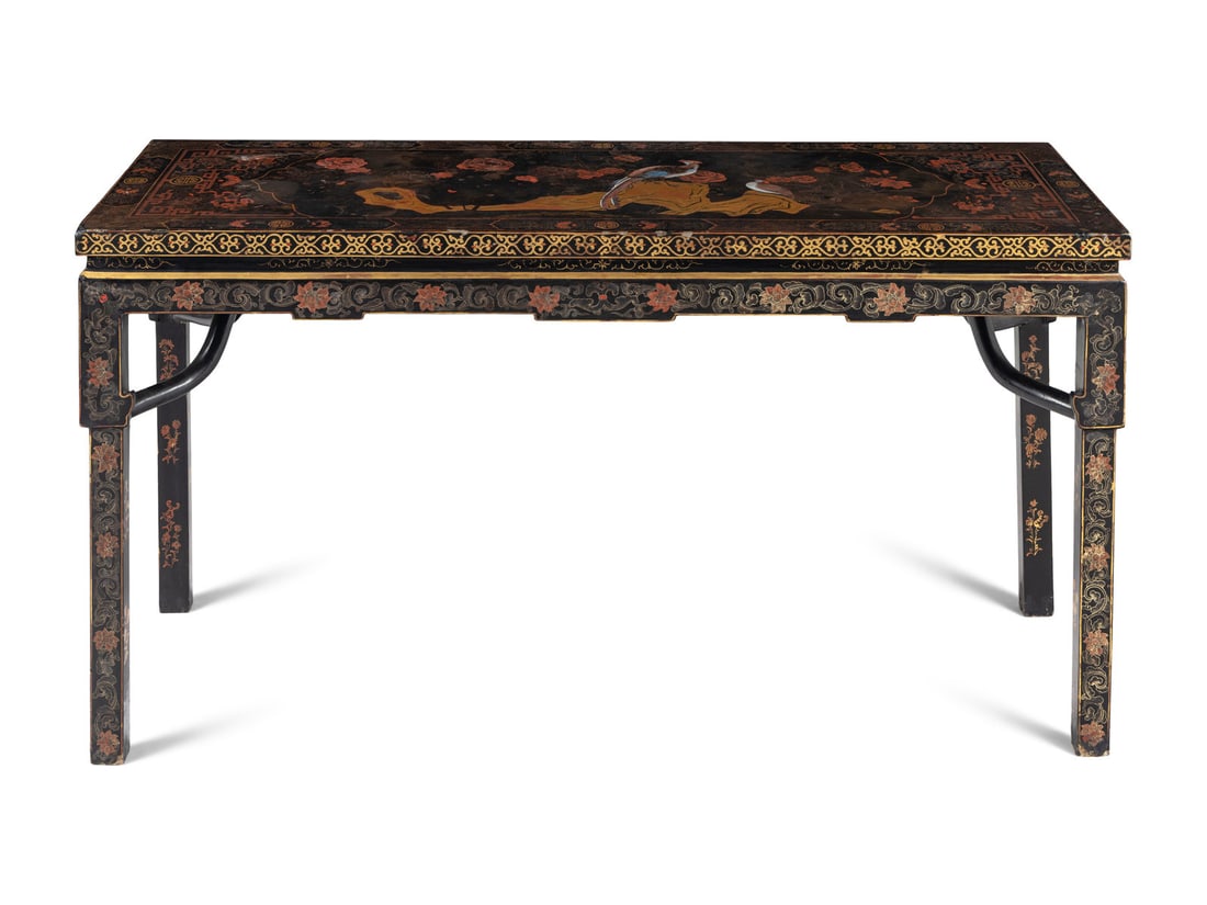A Chinese Gilt and Painted Black Lacquered Table (1 of 4)
