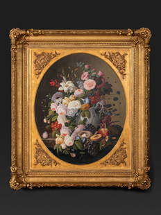 Severin Roesen (American, 1815–1872) Floral Still Life, c. 1870: Severin Roesen (American, 1815â€“1872) Floral Still Life, c. 1870 oil on canvas signed with conjoined initials SR, lower right 29 5/8 x 23 1/2 inches. This lot is located in Cincinnati. Property