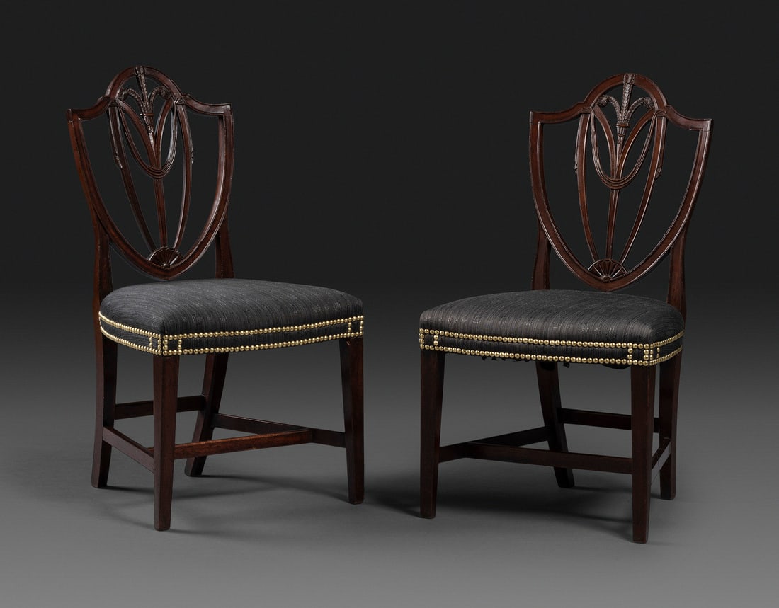 A Pair of Federal Carved Mahogany Shield-Back Dining Chairs (1 of 3)