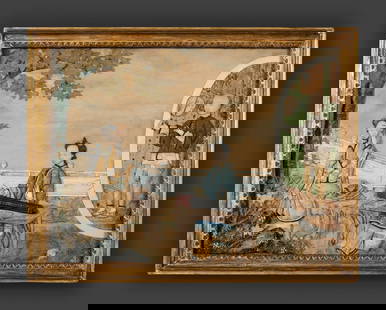 A Chinese Export Trapunto and Painted Silk Embroidery Panel: A Chinese Export Trapunto and Painted Silk Embroidery Panel 19th Century with Chinese characters inscribed to frame verso. 16 1/2 x 22 1/2 inches. This lot is located in Cincinnati. Property from the