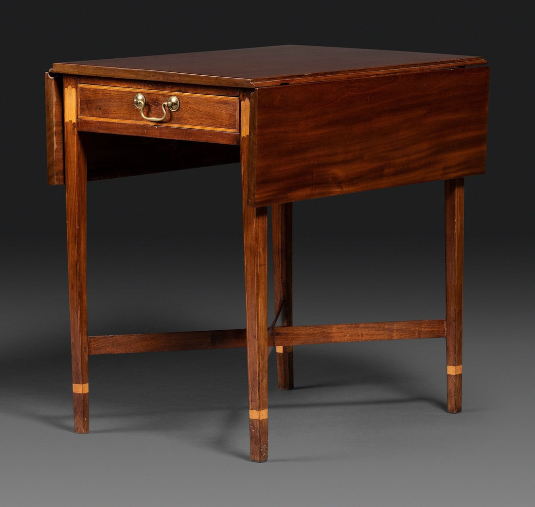 A Federal Inlaid Mahogany X-Stretcher Base Pembroke Table (1 of 6)