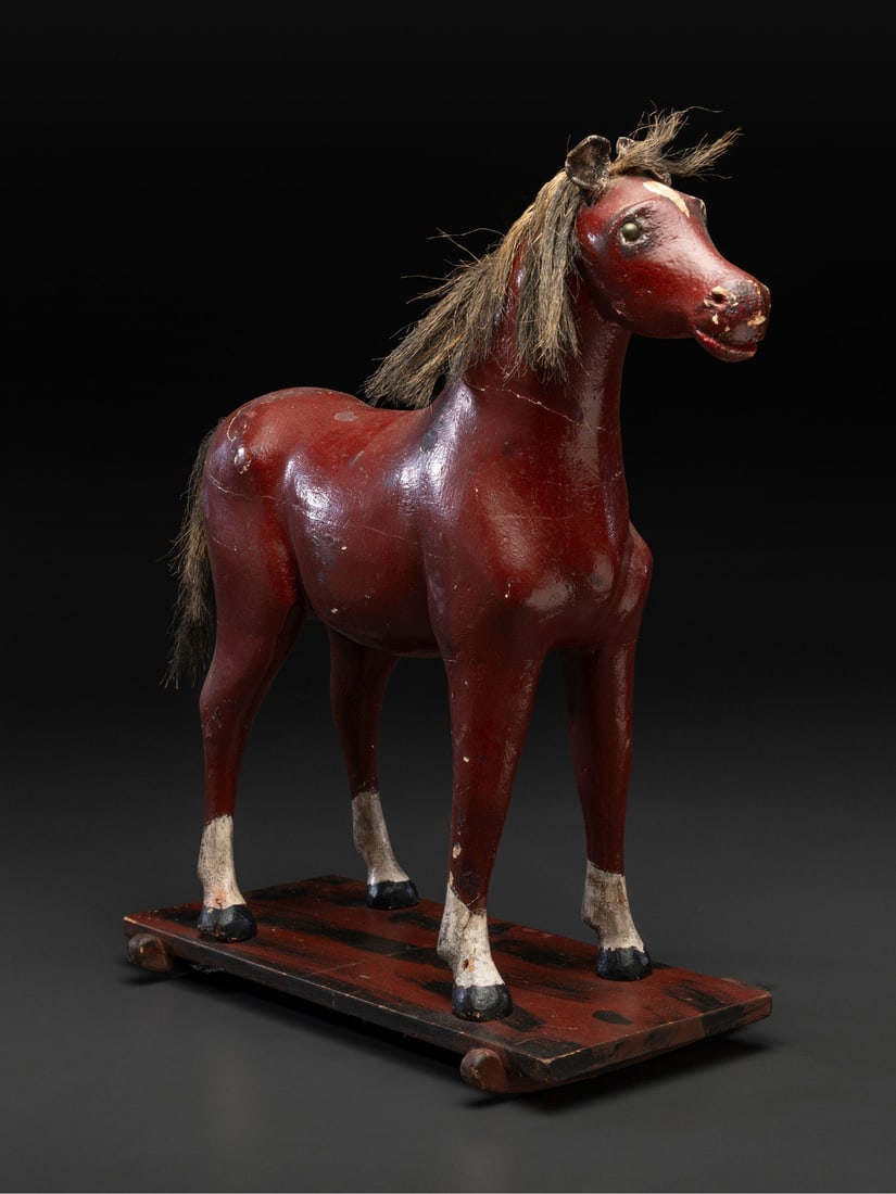 A Carved and Painted Wood Horse Pull Toy (1 of 4)