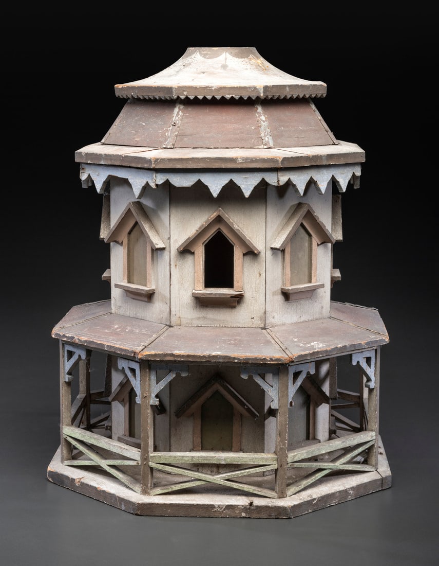 A Carved and Painted Wood Architectural Martin House (1 of 3)