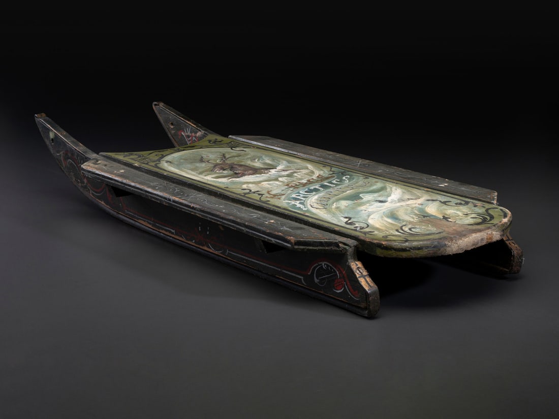 An 'Arctic Clipper' Paint Decorated Carved Wood Sled (1 of 4)