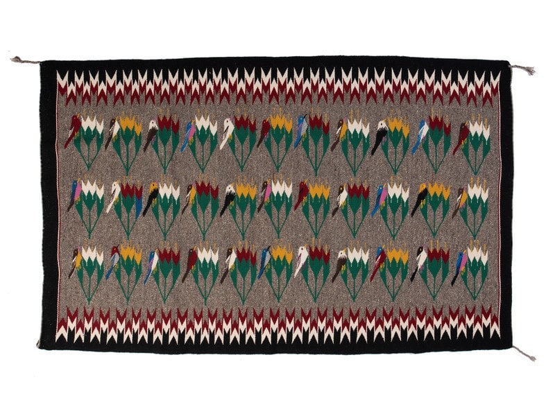 Ason Yellowhair 
(Diné, 20th century)
Navajo Weaving with Birds on Flowers (1 of 2)