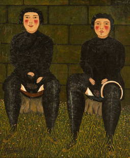 Camille Bombois(French, 1883-1970)Les deux soeurs dans un verger (jeunes filles aux cerises): Camille Bombois (French, 1883-1970) Les deux soeurs dans un verger (jeunes filles aux cerises) oil on canvas signed Bombois C.lle (lower left) 28 1/2 x 23 3/4 inches. 5000 Provenance: Kunsthalle Basel