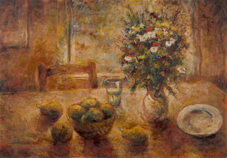 Bohumir Dvorsky(Czech, 1902-1976)Interior with Still Life: Bohumir Dvorsky (Czech, 1902-1976) Interior with Still Life oil on canvas signed Boh. Dvorsky (lower right) 27 1/2 x 39 1/2 inches. From the Collection of Val Loboda 1500