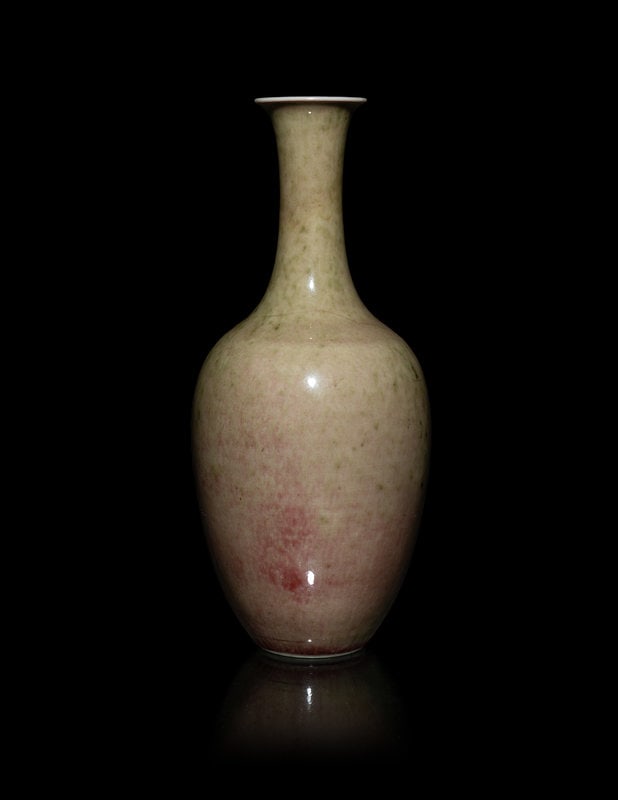 A Chinese Peachbloom Glazed Porcelain Amphora Vase (1 of 4)
