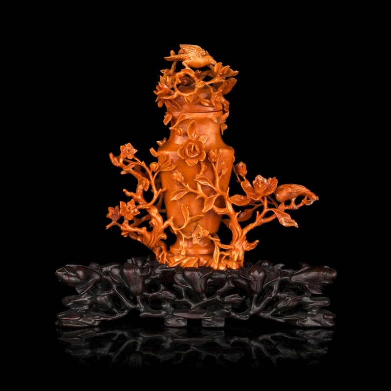 A Chinese Red Coral 'Flower' Vase (1 of 3)