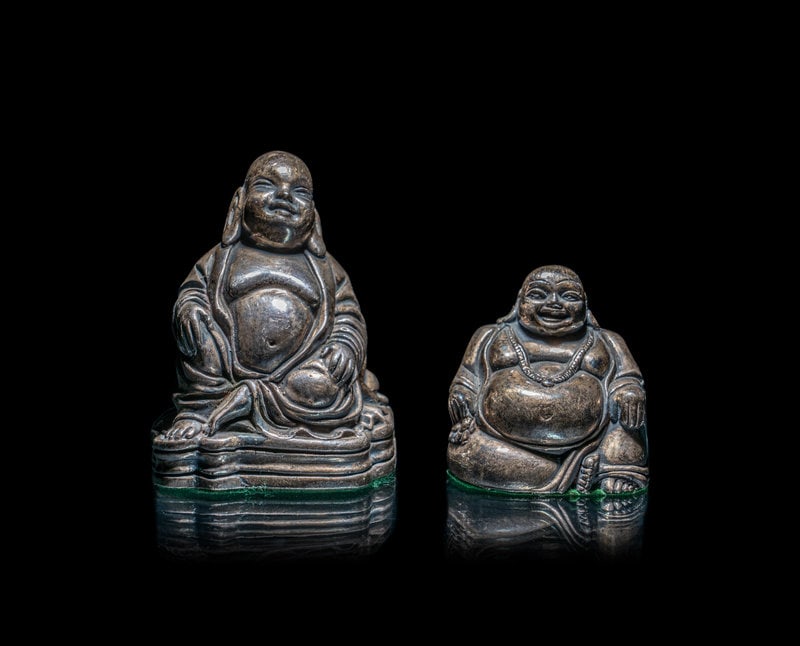Two Silver Figures of Laughing Buddha (1 of 4)
