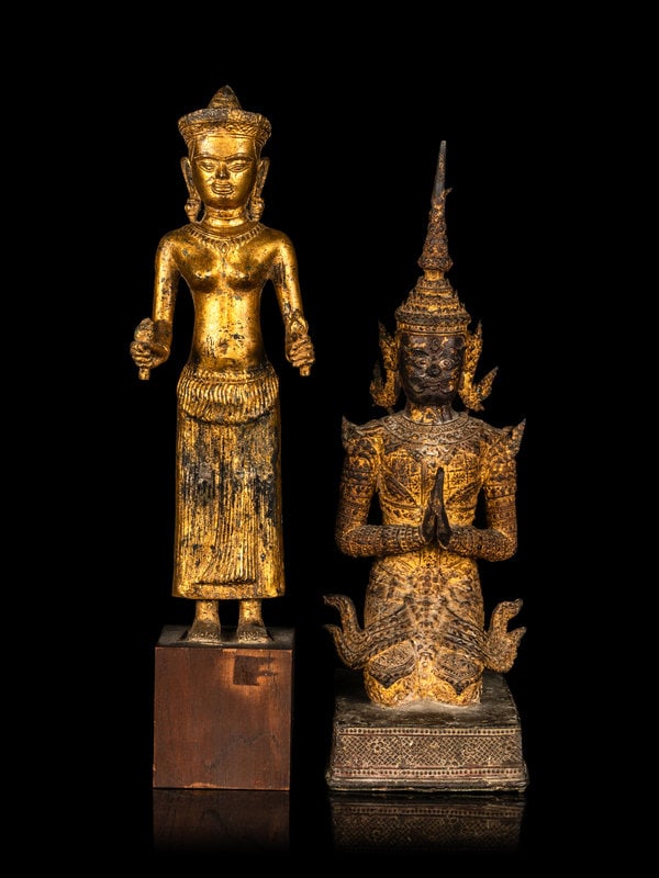 Two Southeast Asian Gilt Bronze Figures  (1 of 3)
