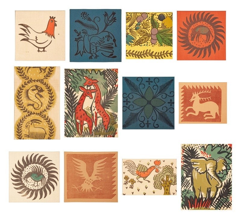 Milwaukee WPA Handicraft Project Blockprinted Textile Sample Book, 1940s (1 of 16)