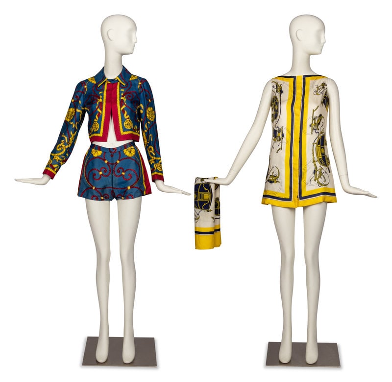 Hermès Silk Ensemble and Top with Matching Silk Scarf, 1960s (1 of 5)