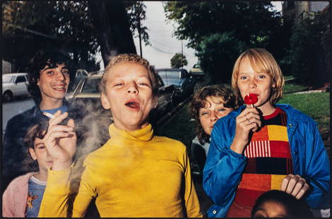 Mark Cohen (born 1943) Boy in yellow shirt, smoking, Scranton, PA, 1977: Mark Cohen (born 1943) Boy in yellow shirt, smoking, Scranton, PA, 1977 Dye-transfer print, printed 1977, signed, titled, dated and numbered '1/5' in pencil on the verso. image: 12 x 18in. (30.5 x